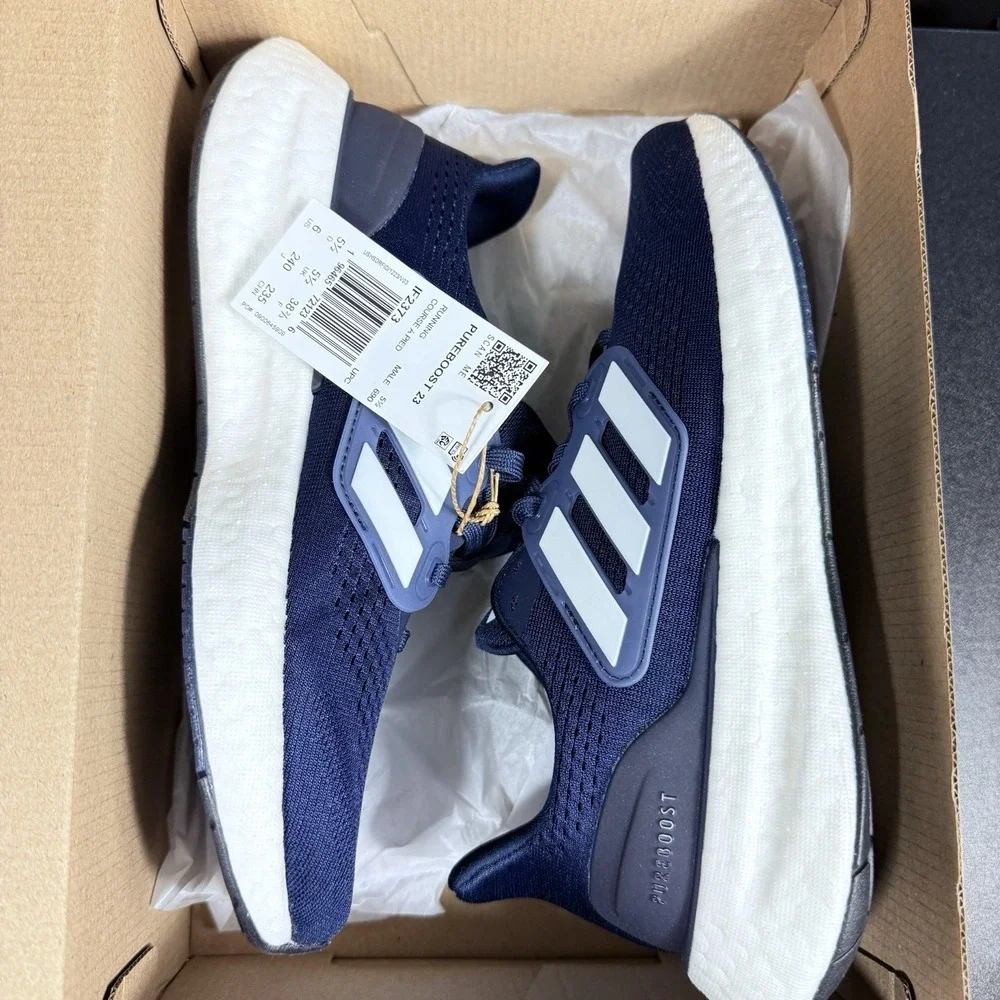 Adidas Men's Pureboost 23 IF2373 Navy Blue White Boost Sneakers‎ Size 6